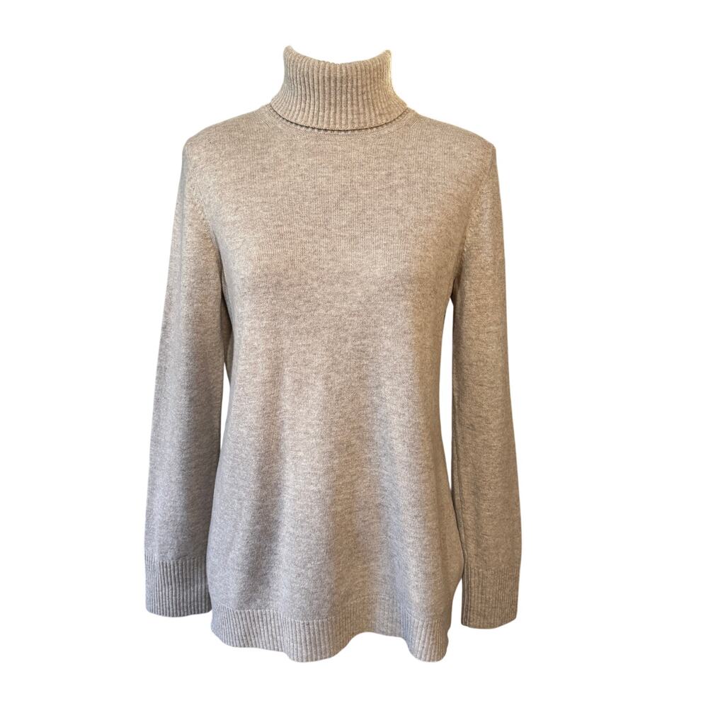 Escada Vintage Turtleneck Customized Size Medium Champagne Cashmere Wool Shasmin
